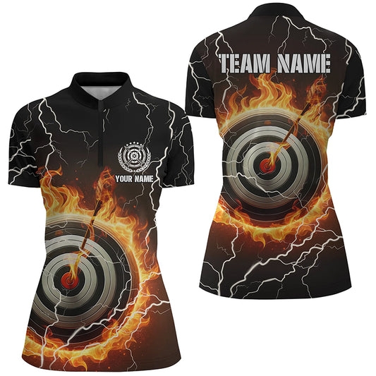 Customized Flaming Archery 3d Target Thunder Lightning Women Quarter-Zip Shirts Archery Jersey TDM0975