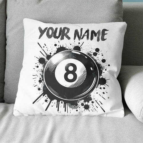 Personalized 8 Ball Pool White Pillow Custom Billiard Throw Pillows TDM0810