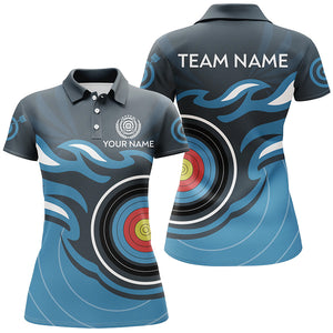 Personalized Archery Target Blue Flame Women Polo Shirts Custom Archery Shirts For Team TDM0447