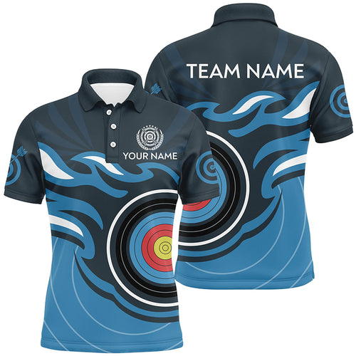 Personalized Archery Target Blue Flame Men Polo Shirts Custom Archery Shirts For Team TDM0447