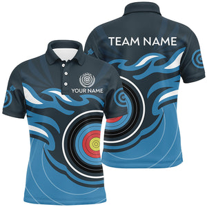 Personalized Archery Target Blue Flame Men Polo Shirts Custom Archery Shirts For Team TDM0447