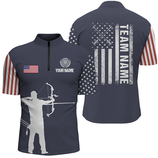 Personalized US Archery Silhouette Archer Men Quarter-Zip Shirts Best Archery Team Shirts TDM0464