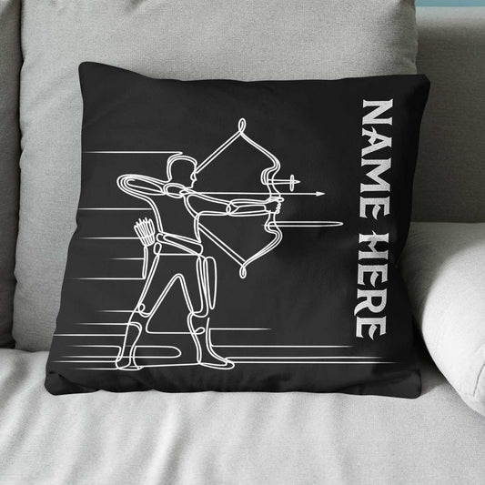 Personalized Men Archer Line Drawing Black Pillow, Archery Pillow Gifts TDM0858