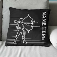 Load image into Gallery viewer, Personalized Men Archer Line Drawing Black Pillow, Archery Pillow Gifts TDM0858