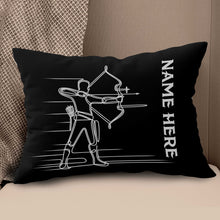 Load image into Gallery viewer, Personalized Men Archer Line Drawing Black Pillow, Archery Pillow Gifts TDM0858