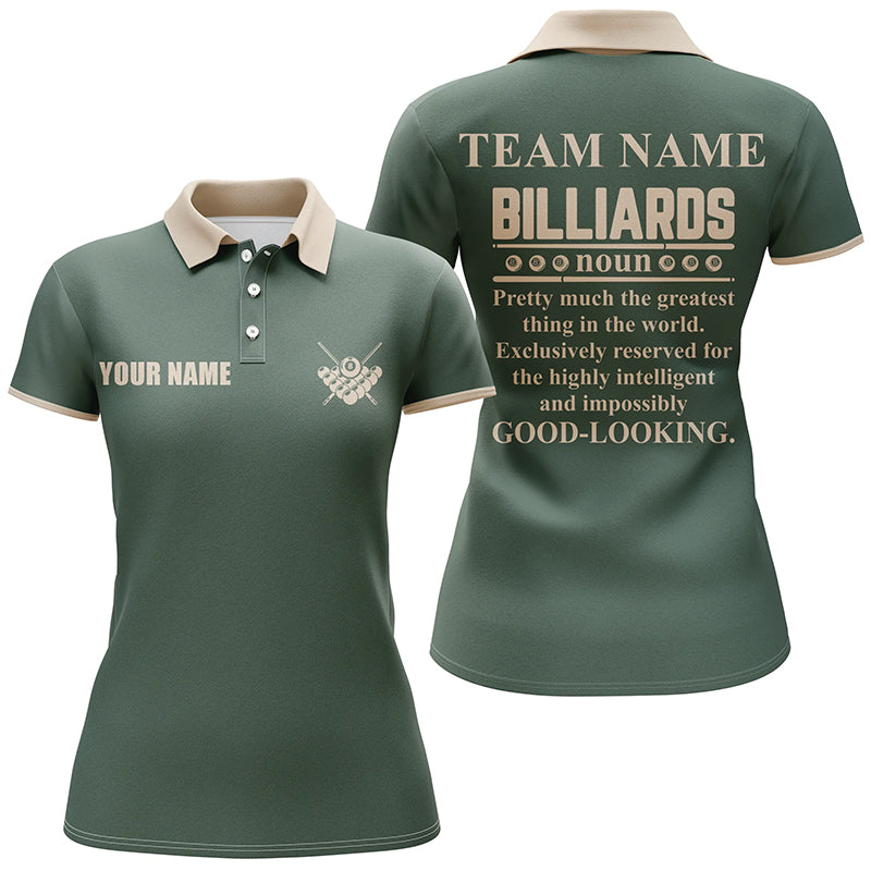 Personalized Dark Green Funny Billiard Women Polo Shirts Custom Team Name Billiard Jerseys  TDM0306