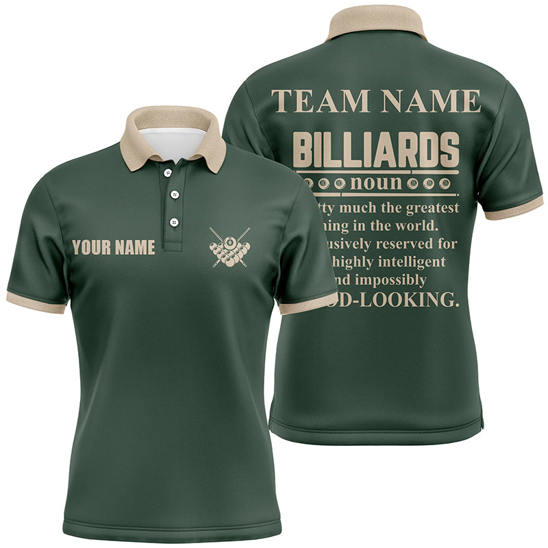 Personalized Dark Green Funny Billiard Men Polo Shirts Custom Team Name Billiard Jerseys  TDM0306