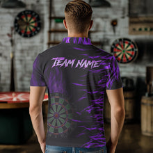 Load image into Gallery viewer, Personalized Purple Flaming 3D Fire Dart Shirts For Men Custom Team Dart Jerseys Polo &amp; Quarter Zip TDM3686