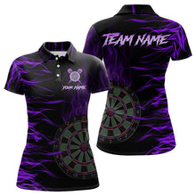Load image into Gallery viewer, Personalized Purple Flaming 3D Fire Dart Shirts For Women Custom Team Dart Jerseys Polo &amp; Quarter Zip TDM3686