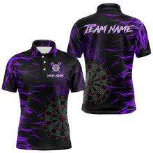 Load image into Gallery viewer, Personalized Purple Flaming 3D Fire Dart Shirts For Men Custom Team Dart Jerseys Polo &amp; Quarter Zip TDM3686