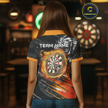Load image into Gallery viewer, Orange And Black Grunge Lion And Shark Dart Shirts Custom Women&#39;s Dart Jersey Polo &amp; Quarter Zip TDM3847