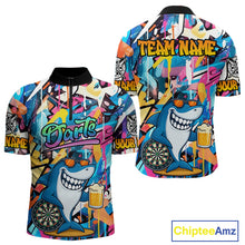 Load image into Gallery viewer, Funny Shark Colorful Graffiti Style Custom Dart Shirts For Men, Dart Team Jersey Best Darts Outfit TDM3849