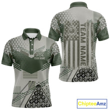 Load image into Gallery viewer, Military Green Camo Billiard Jersey For Men Custom 8 Ball Pool Shirt American Flag Billiard Shirts TDM3855