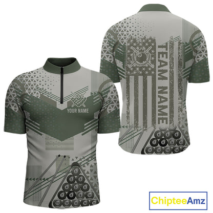 Military Green Camo Billiard Jersey For Men Custom 8 Ball Pool Shirt American Flag Billiard Shirts TDM3855