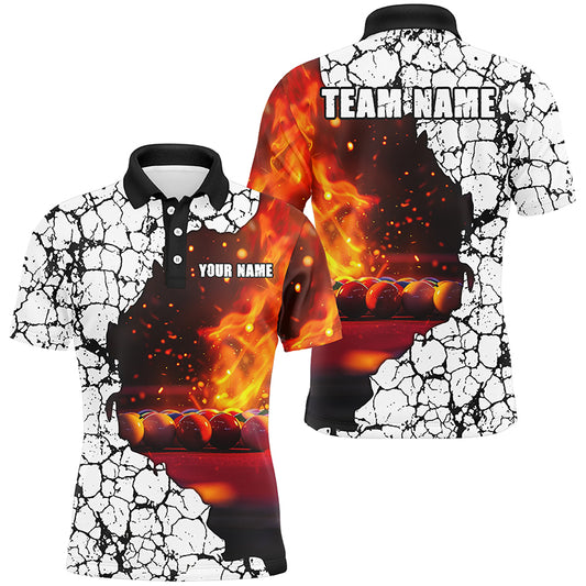 Personalized Crack Billiard Balls Fire 3D Men Polo & Quarter-Zip Shirts, Billiard Apparel Clothing TDM1765