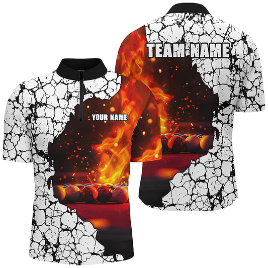 Personalized Crack Billiard Balls Fire 3D Men Polo & Quarter-Zip Shirts, Billiard Apparel Clothing TDM1765