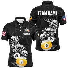 Load image into Gallery viewer, Personalized Skull 8 Ball &amp; 9 Ball Billiard Shirts For Men Custom Unique Billiard Apparel Jerseys TDM1971