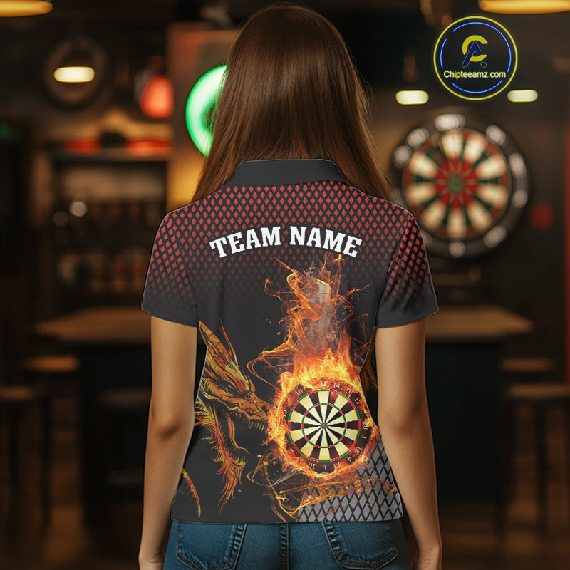 Personalized Dartboard Flame Smoke Custom Dragon Darts Shirt For Women, Darts Team Jersey|Orange TDM4311