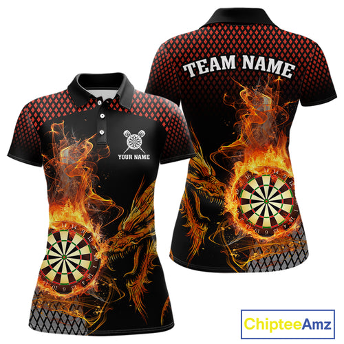 Personalized Dartboard Flame Smoke Custom Dragon Darts Shirt For Women, Darts Team Jersey|Orange TDM4311