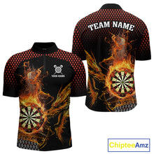 Load image into Gallery viewer, Personalized Dartboard Flame Smoke Custom Dragon Darts Shirt For Men, Darts Team Jersey |Orange TDM4311