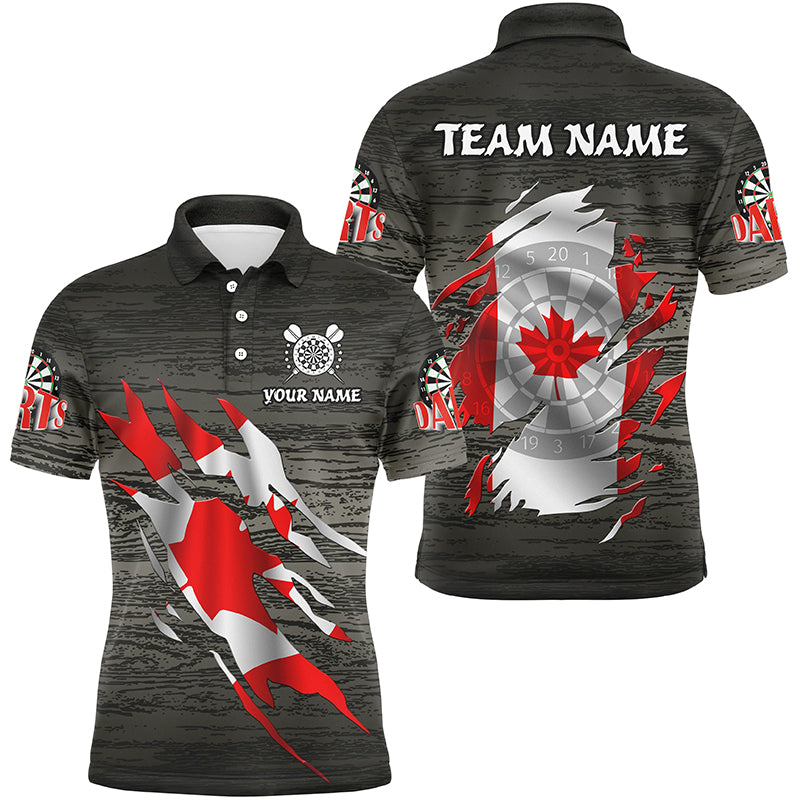 Personalized Grey Grunge Canada Flag Darts Shirts For Men Custom Patriotic Darts Team Jerseys TDM2170