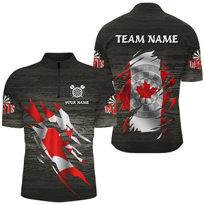 Personalized Grey Grunge Canada Flag Darts Shirts For Men Custom Patriotic Darts Team Jerseys TDM2170