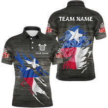 Load image into Gallery viewer, Personalized Grey Grunge Texas Flag Darts Shirts For Men Custom Patriotic Darts Team Jerseys TDM2171