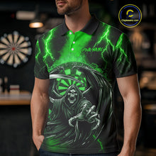 Load image into Gallery viewer, Personalized Green Grim Reaper Thunder Lightning Darts Shirt For Men, 3D Darts Team Jerseys TDM4531