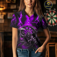 Load image into Gallery viewer, Personalized Purple Grim Reaper Thunder Lightning Darts Shirt For Women, 3D Darts Team Jerseys TDM4533