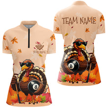 Load image into Gallery viewer, Orange Funny Turkey Billiard Shirts For Women Custom Thanksgiving Billiard Team Shirts Outfit TDM2681