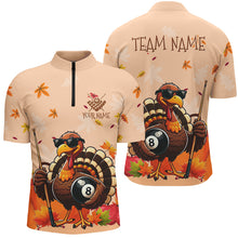 Load image into Gallery viewer, Orange Funny Turkey Billiard Shirts For Men Custom Thanksgiving Billiard Team Shirts Outfit TDM2681