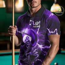 Load image into Gallery viewer, Purple Grim Reaper 8 Ball Billiard Shirt For Men Custom Lightning Pool Team Jersey Polo &amp; 1/4 Zip TDM4955