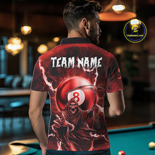 Load image into Gallery viewer, Red Grim Reaper 8 Ball Billiard Shirt For Men Custom Lightning Pool Team Jersey Polo &amp; 1/4 Zip TDM4956