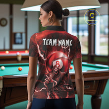 Load image into Gallery viewer, Red Grim Reaper 8 Ball Billiard Shirt For Women Custom Lightning Pool Team Jersey Polo &amp; 1/4 Zip TDM4956