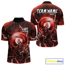 Load image into Gallery viewer, Red Grim Reaper 8 Ball Billiard Shirt For Men Custom Lightning Pool Team Jersey Polo &amp; 1/4 Zip TDM4956