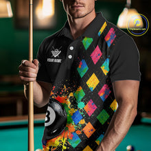 Load image into Gallery viewer, Funny 8 Ball Pool Paint Colorful Argyle Custom Billiard Shirt For Men, Best Pool Team Jersey TDM4961