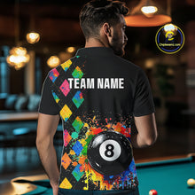 Load image into Gallery viewer, Funny 8 Ball Pool Paint Colorful Argyle Custom Billiard Shirt For Men, Best Pool Team Jersey TDM4961