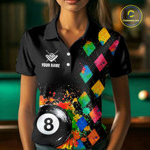 Load image into Gallery viewer, Funny 8 Ball Pool Paint Colorful Argyle Custom Billiard Shirt For Women, Best Pool Team Jersey TDM4961