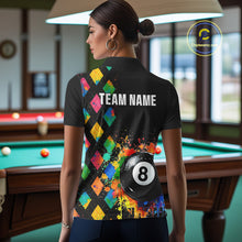 Load image into Gallery viewer, Funny 8 Ball Pool Paint Colorful Argyle Custom Billiard Shirt For Women, Best Pool Team Jersey TDM4961