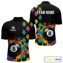 Load image into Gallery viewer, Funny 8 Ball Pool Paint Colorful Argyle Custom Billiard Shirt For Men, Best Pool Team Jersey TDM4961