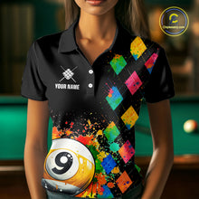 Load image into Gallery viewer, Funny 9 Ball Pool Paint Colorful Argyle Custom Billiard Shirt For Women, Best Pool Team Jersey TDM4962
