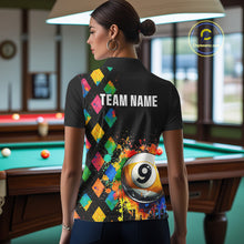 Load image into Gallery viewer, Funny 9 Ball Pool Paint Colorful Argyle Custom Billiard Shirt For Women, Best Pool Team Jersey TDM4962