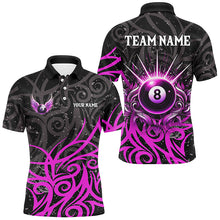 Load image into Gallery viewer, Purple 8 Ball Pool Wings Swirl Pattern Custom Billiard Shirts For Men Unique Billiard Jerseys TDM2942