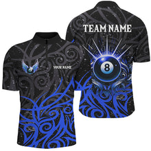 Load image into Gallery viewer, Blue 8 Ball Pool Wings Swirl Pattern Custom Billiard Shirts For Men Unique Billiard Jerseys TDM2943