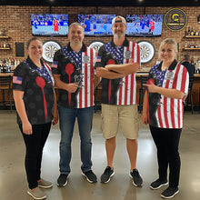 Load image into Gallery viewer, Retro American Flag Patriotic Darts Shirt For Men Custom Darts Team Jersey Polo &amp; Quarter Zip TDM5388