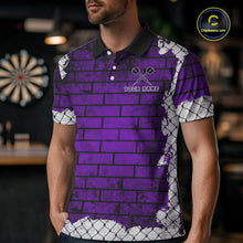 Load image into Gallery viewer, Purple Brick-Wall Fierce Bulldog Men Darts Polo Team Shirt Personalized Name For Players NYN2115