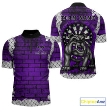Load image into Gallery viewer, Purple Brick-Wall Fierce Bulldog Men Darts Quarter- Zip Team Shirt Personalized Name For Players NYN2115