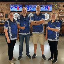 Load image into Gallery viewer, Blue Brick-Wall Fierce Bulldog Women Darts Quarter- Zip Team Shirt Personalized Name For Players NYN2116
