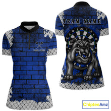 Load image into Gallery viewer, Blue Brick-Wall Fierce Bulldog Women Darts Quarter- Zip Team Shirt Personalized Name For Players NYN2116