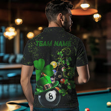 Load image into Gallery viewer, Black Grunge Billiard Balls Luckiest Shamrock Men Pool Shirts Custom St Patrick Day Billiard Jersey TDM3390